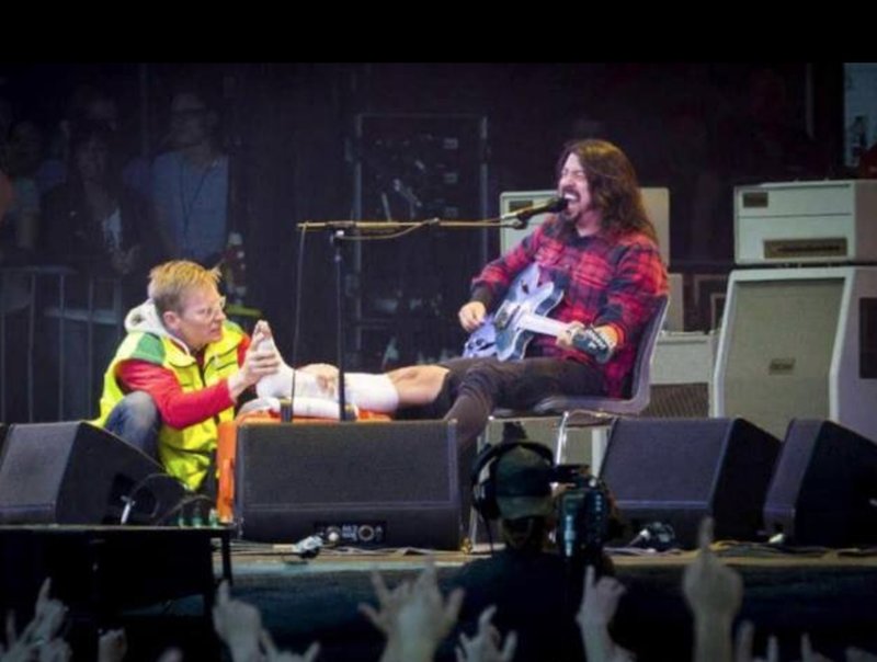 dave grohl broken leg reunion Dave Grohl reunites with the Swedish medic who wrapped his broken leg