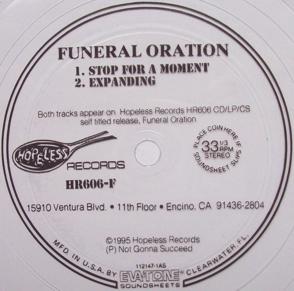 Funeral Oration – Stop For A Moment / Expanding (2022) Flexi-disc Album 7″