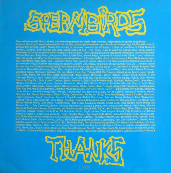 Spermbirds – Thanks – Live (1990) Vinyl Album LP
