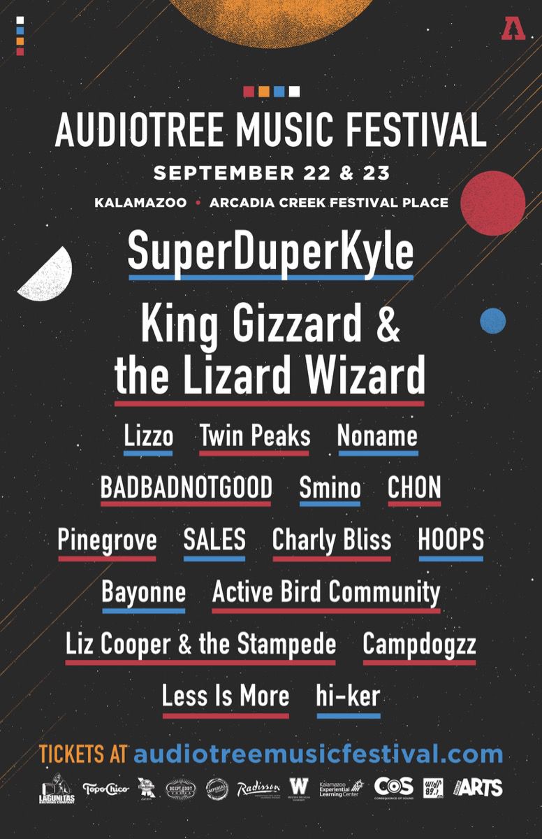 atmf 2017 line up poster inverted 11x17 Audiotree Music Festival brings Noname, Lizzo, King Gizzard, and more to Kalamazoo this September