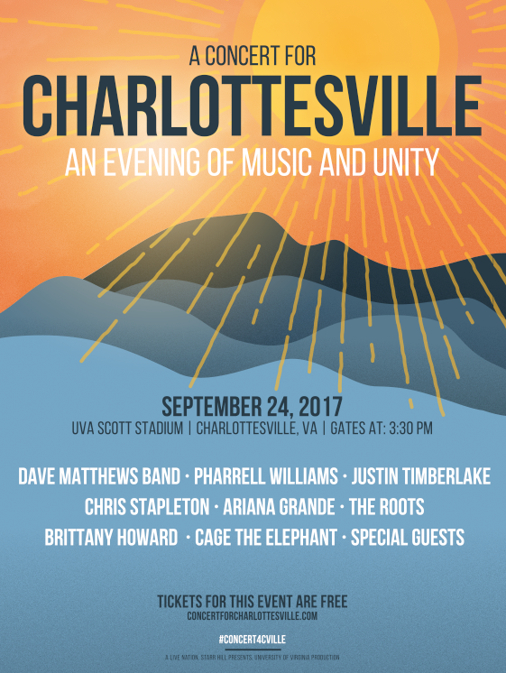 unnamed 1 Justin Timberlake, Pharrell Williams, Dave Matthews Band to perform at free Concert for Charlottesville